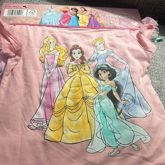 Disney Princess 4 pack T-Shirt Collection - Pink, Gray, Teal - Picture 7 of 7